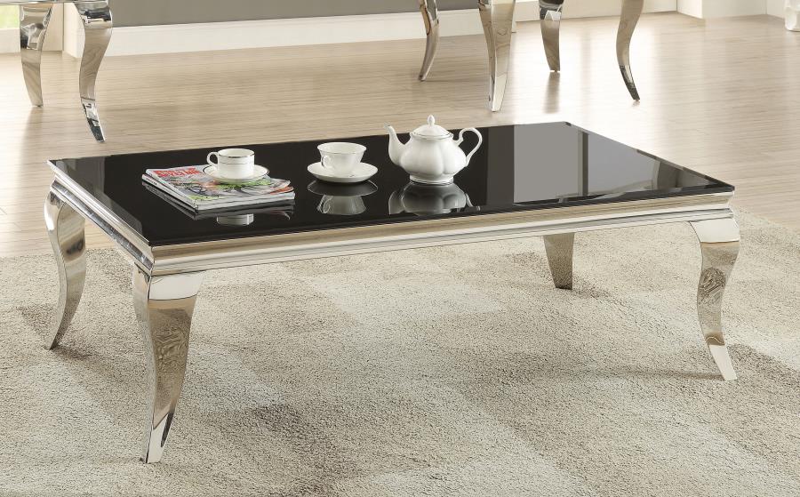 Luna Rectangular Coffee Table Chrome and Black