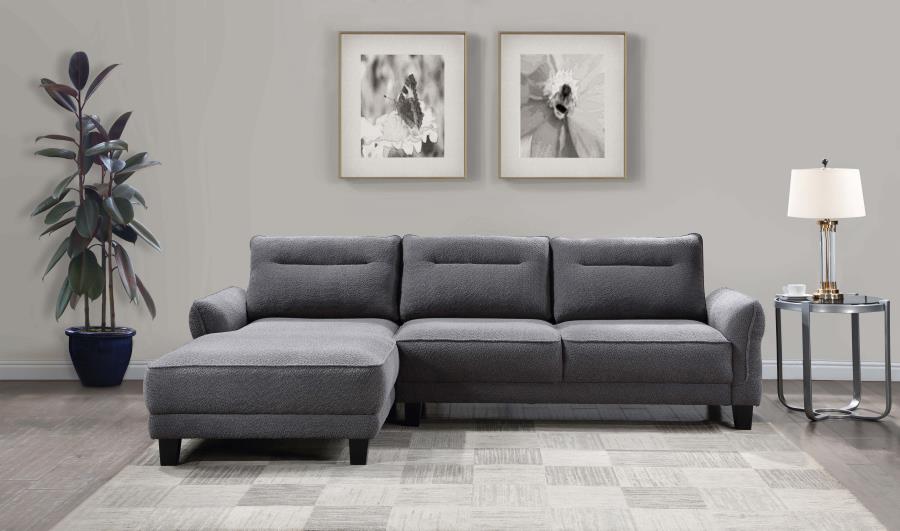 Caspian Upholstered Curved Arms Sectional Sofa Grey