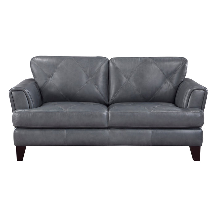 Thierry Top Grain Leather Loveseat BURNISH-GREY