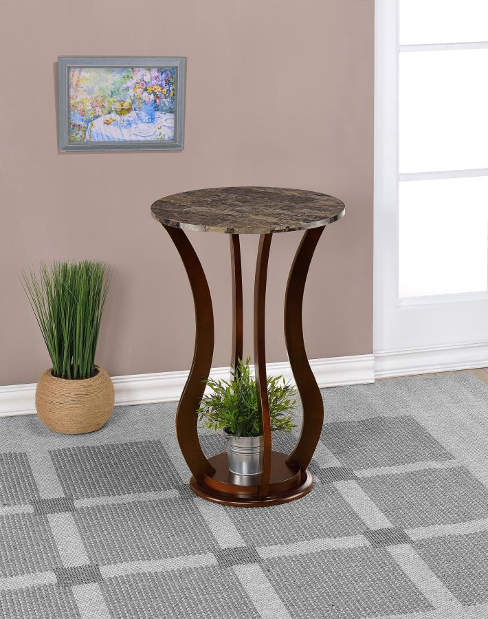 Elton Round Marble Top Accent Table Brown
