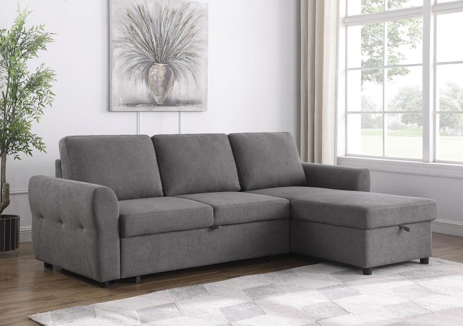 Samantha Sectional W/Sleeper & Storage GREY