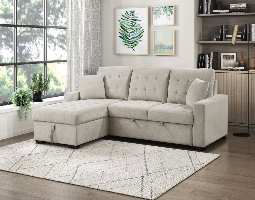 #Waitsfield Sectional w/Sleeper & Storage LAF SAND