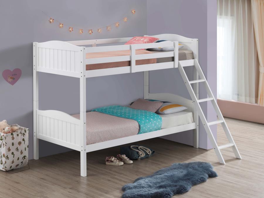 Arlo Twin/Twin Bunk Bed with Ladder White