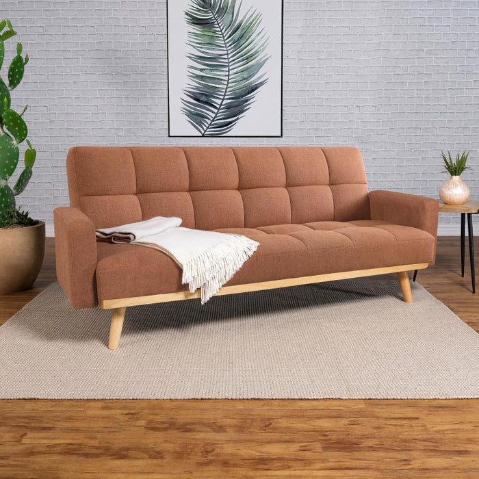 Kourtney Upholstered Track Arms Covertible Sofa Bed Terracotta