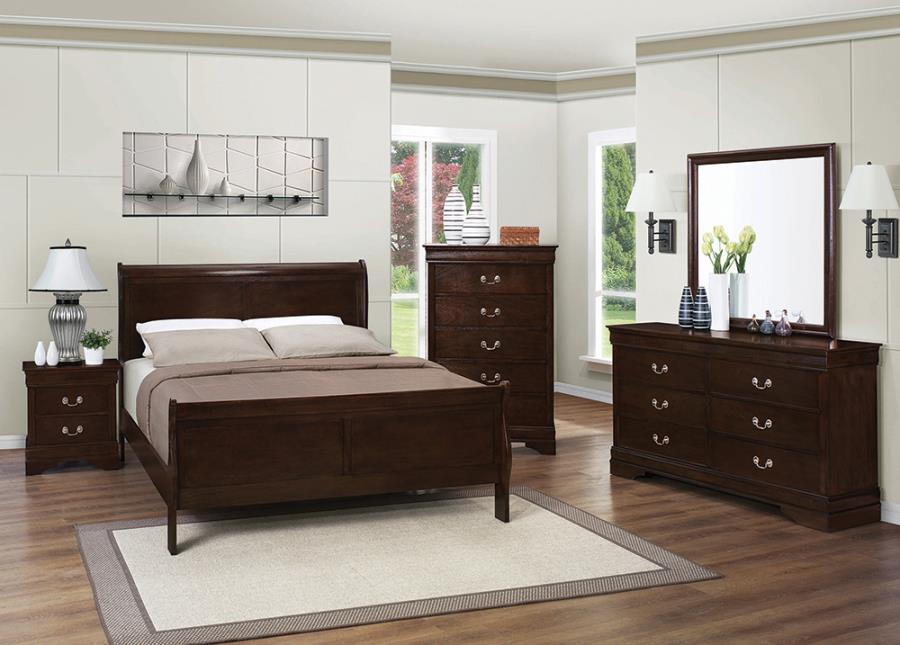 QUEEN 4PCS Louis Philippe Panel Bedroom Set CAPPUCINO