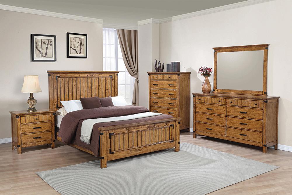 Brenner 5-Piece Panel Bedroom Set Rustic Honey Full image