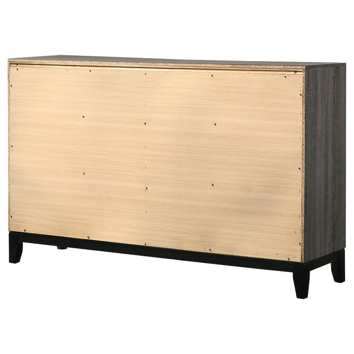 Watson 6-drawer Dresser Grey Oak and Black