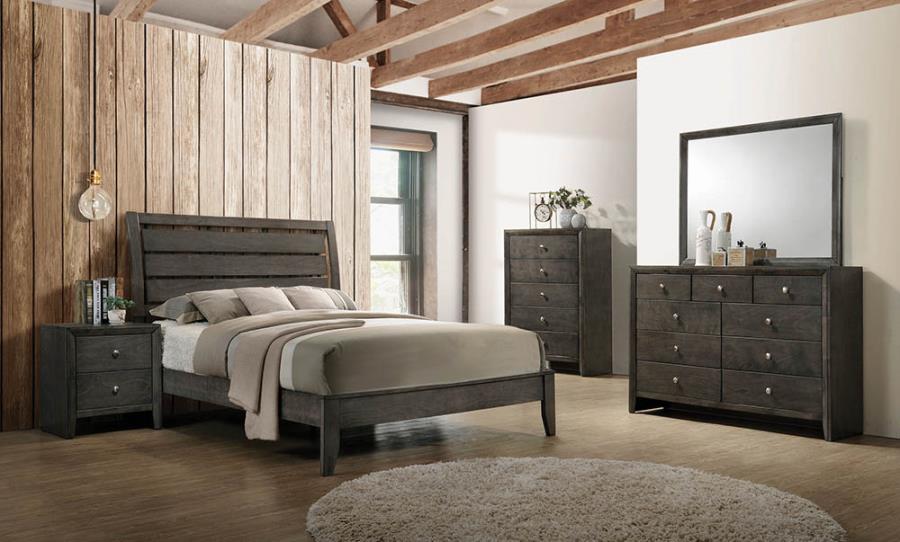 Serenity 4-piece Full Sleigh Bedroom Set Mod Grey TWIN QUEEN EK AVAIL.
