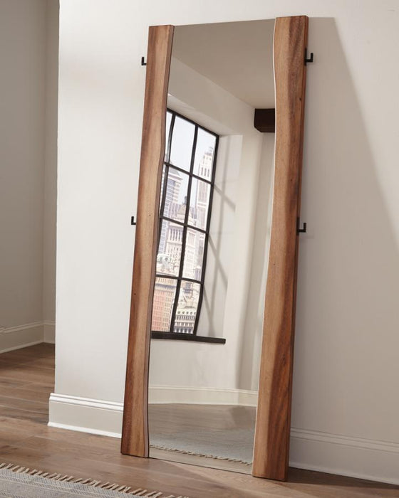 Winslow Standing Mirror Live Edge, Smokey Walnut / Coffee Bean