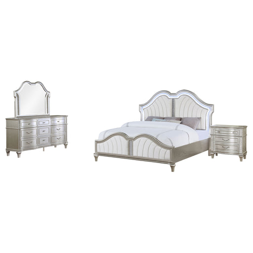 evangeline-upholstered-platform-bedroom-set-ivory-and-silver-oak