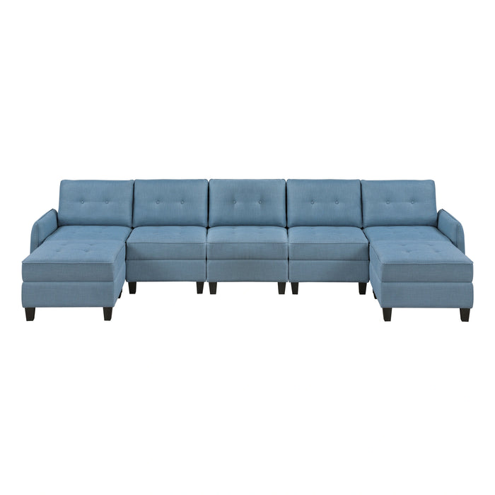 Garren-(7)7-Piece Sectional with Storage and Two Ottomans image