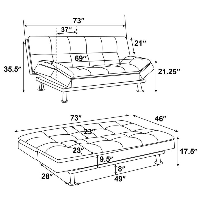 Dilleston Tufted Back Upholstered Sofa Bed Brown