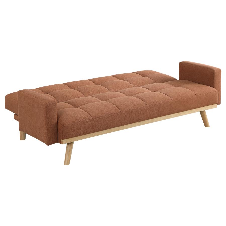 Kourtney Upholstered Track Arms Covertible Sofa Bed Terracotta