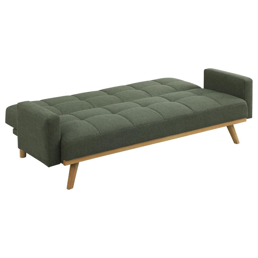 Kourtney Upholstered Track Arms Covertible Sofa Bed Sage Green
