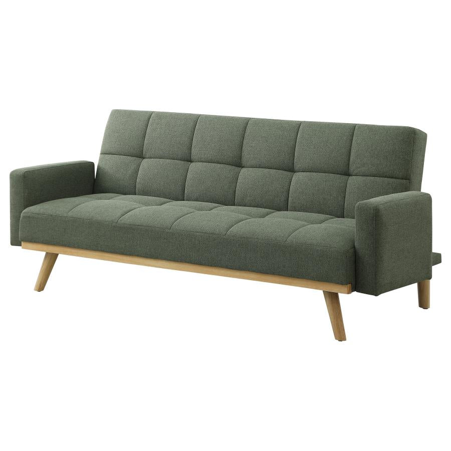 Kourtney Upholstered Track Arms Covertible Sofa Bed Sage Green