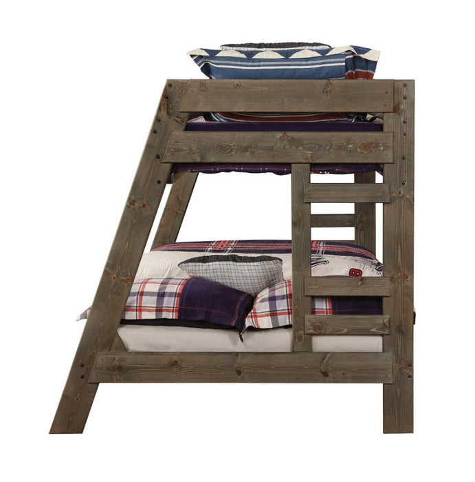 Wrangle Hill Twin Over Full Bunk Bed Gun Smoke SOLID WOOD