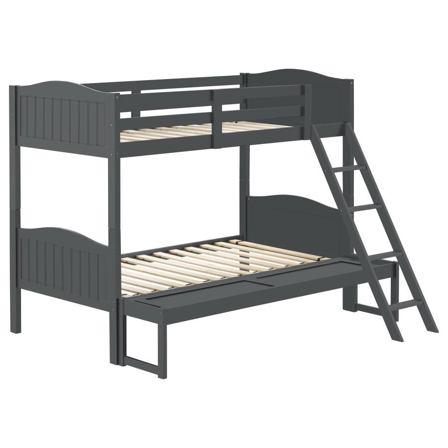 Arlo Twin Over Full Bunk Bed with Ladder Grey