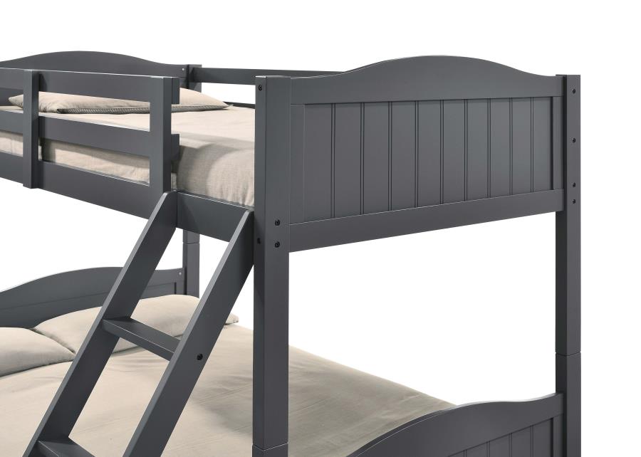 Arlo Twin Over Full Bunk Bed with Ladder Grey