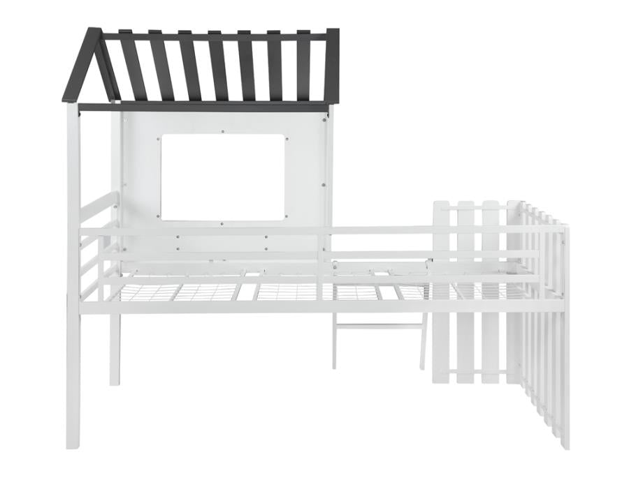 Belton House-designed Twin Loft Bed White and Gunmetal