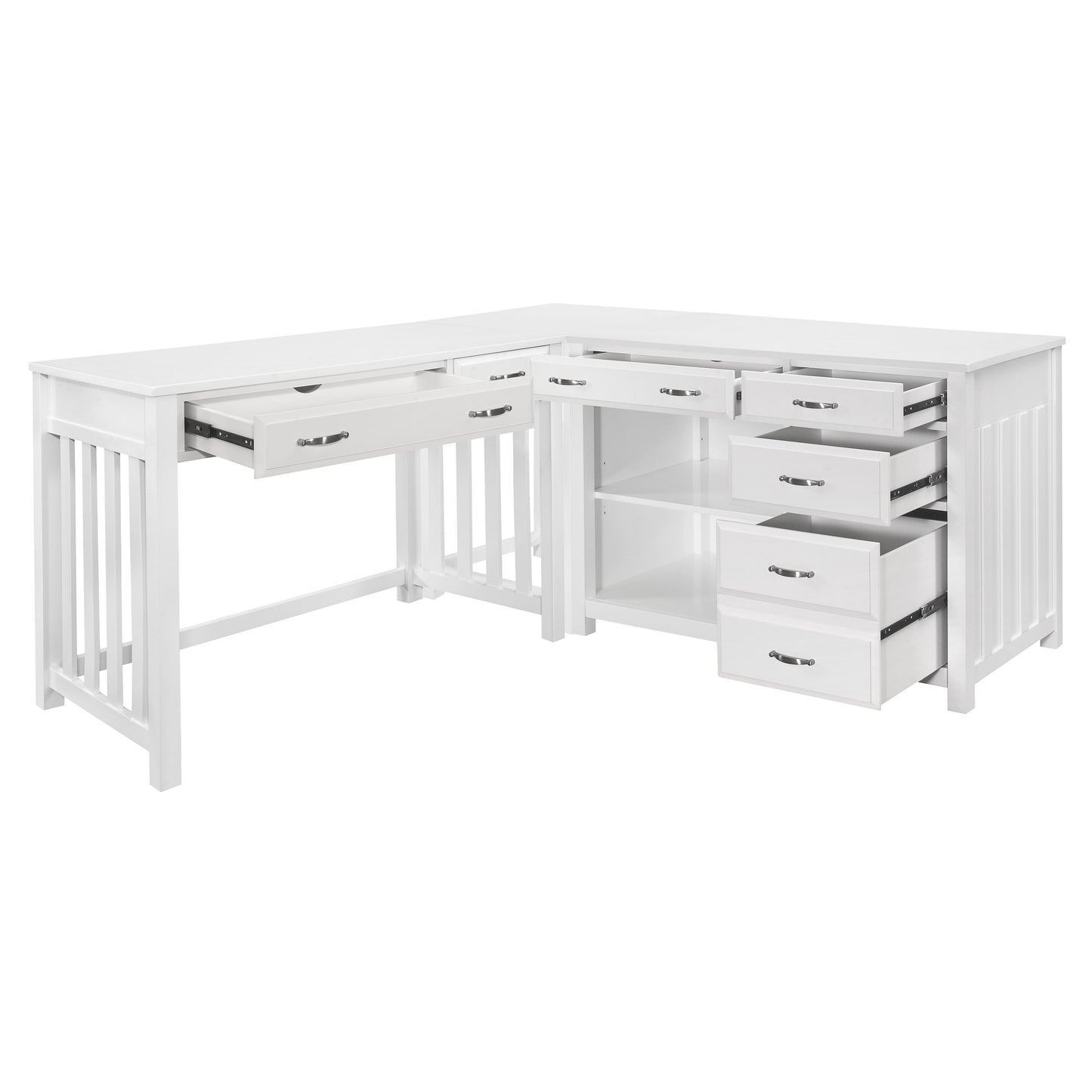 Blanche 3pc Corner Desk (Desk+Corner+Credenza) WHITE