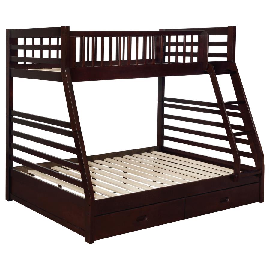 Ashton Twin Over Full 2-drawer Bunk Bed Cappuccino