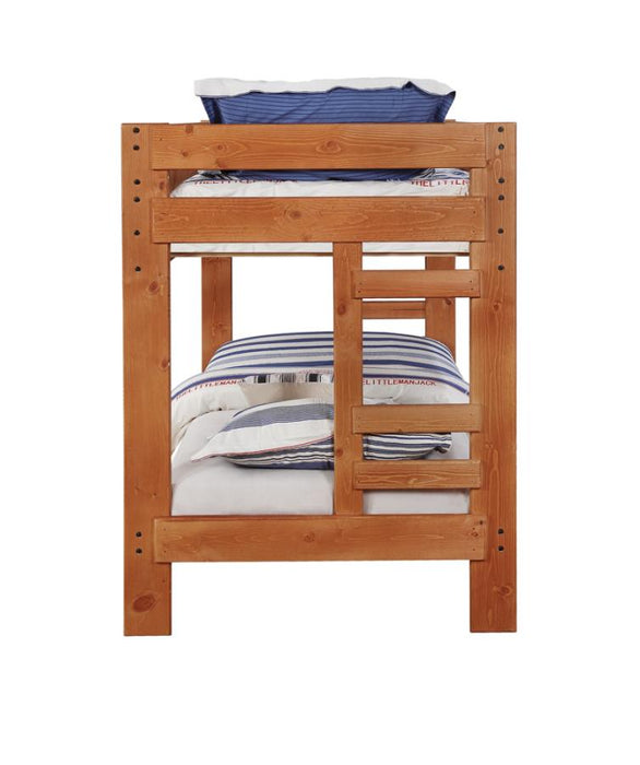 Wrangle Hill Twin over Twin Bunk Bed Amber Wash SOLID WOOD