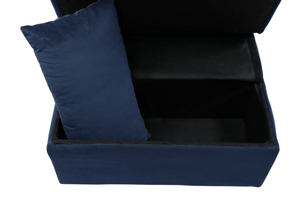 Garrell Lift Top Storage Ottoman with Pull-out Bed BLUE