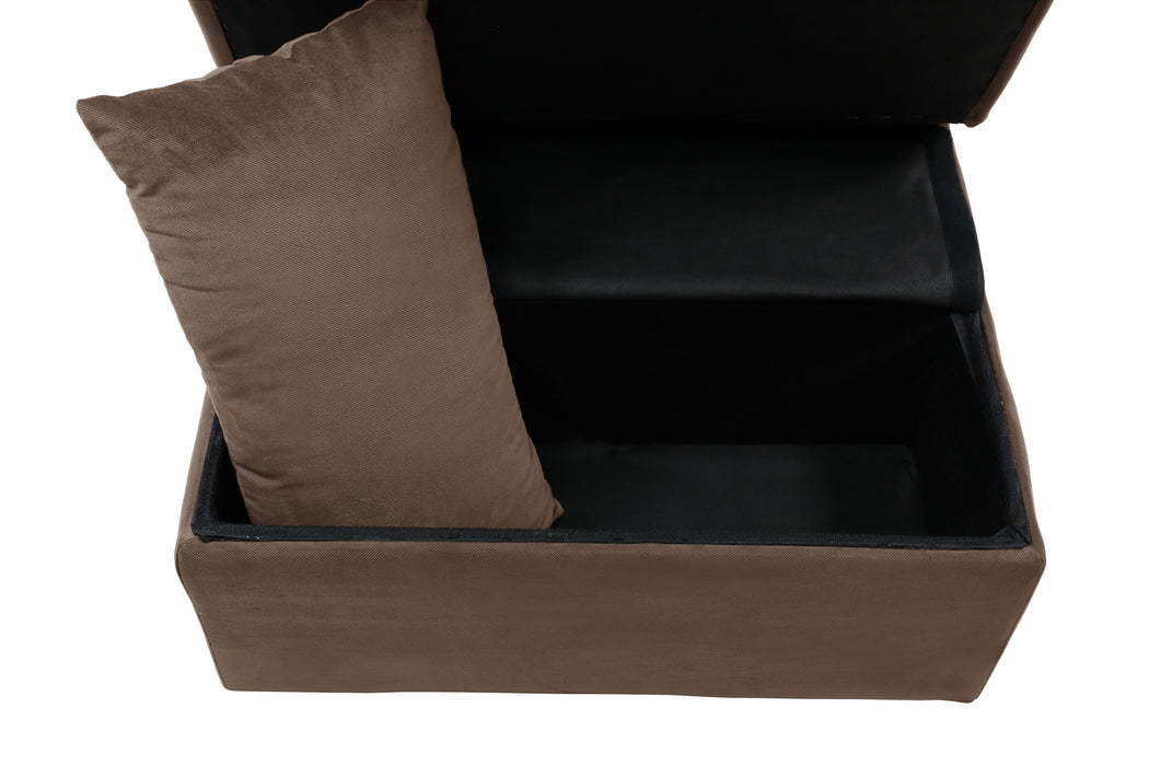 Garrell Lift Top Storage Ottoman with Pull-out Bed DARK BROWN