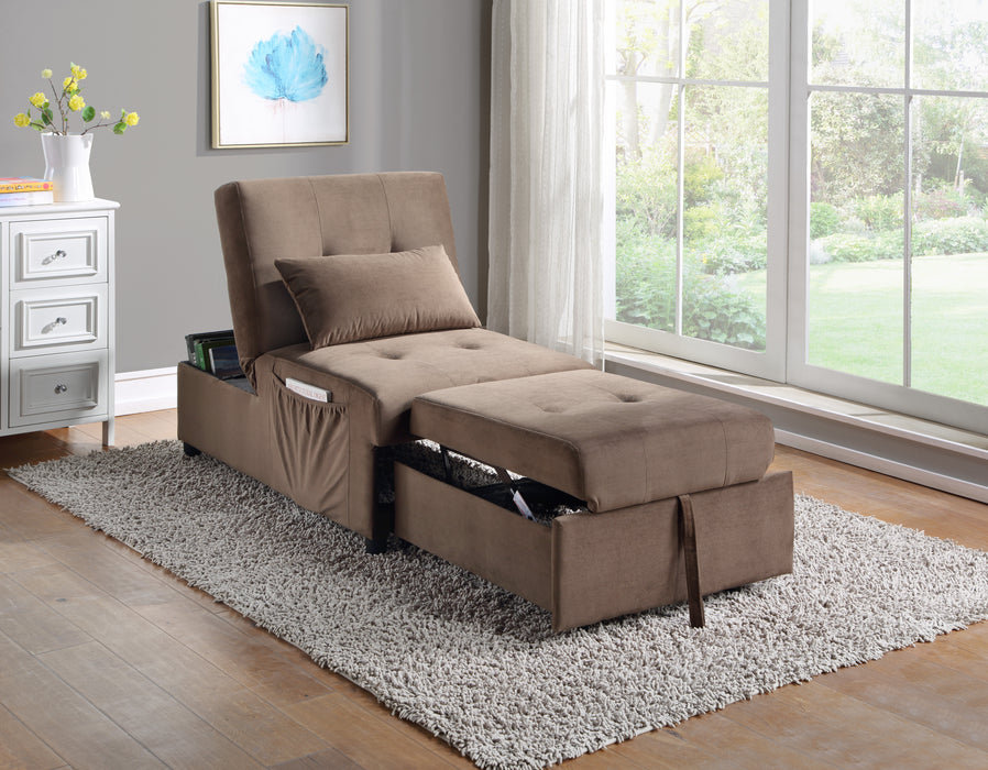 Garrell Lift Top Storage Ottoman with Pull-out Bed DARK BROWN