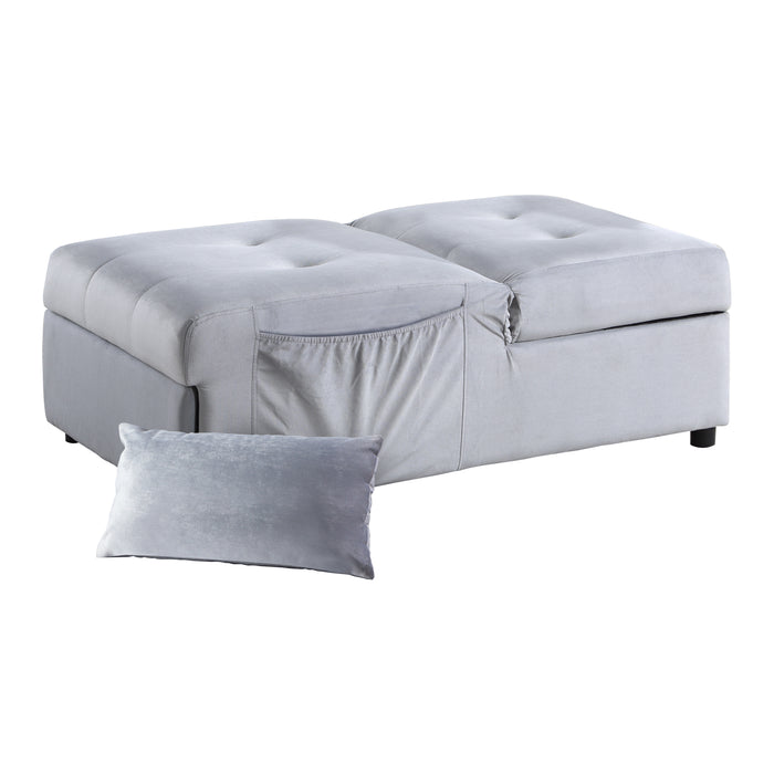 Garrell Lift Top Storage Ottoman with Pull-out Bed GREY