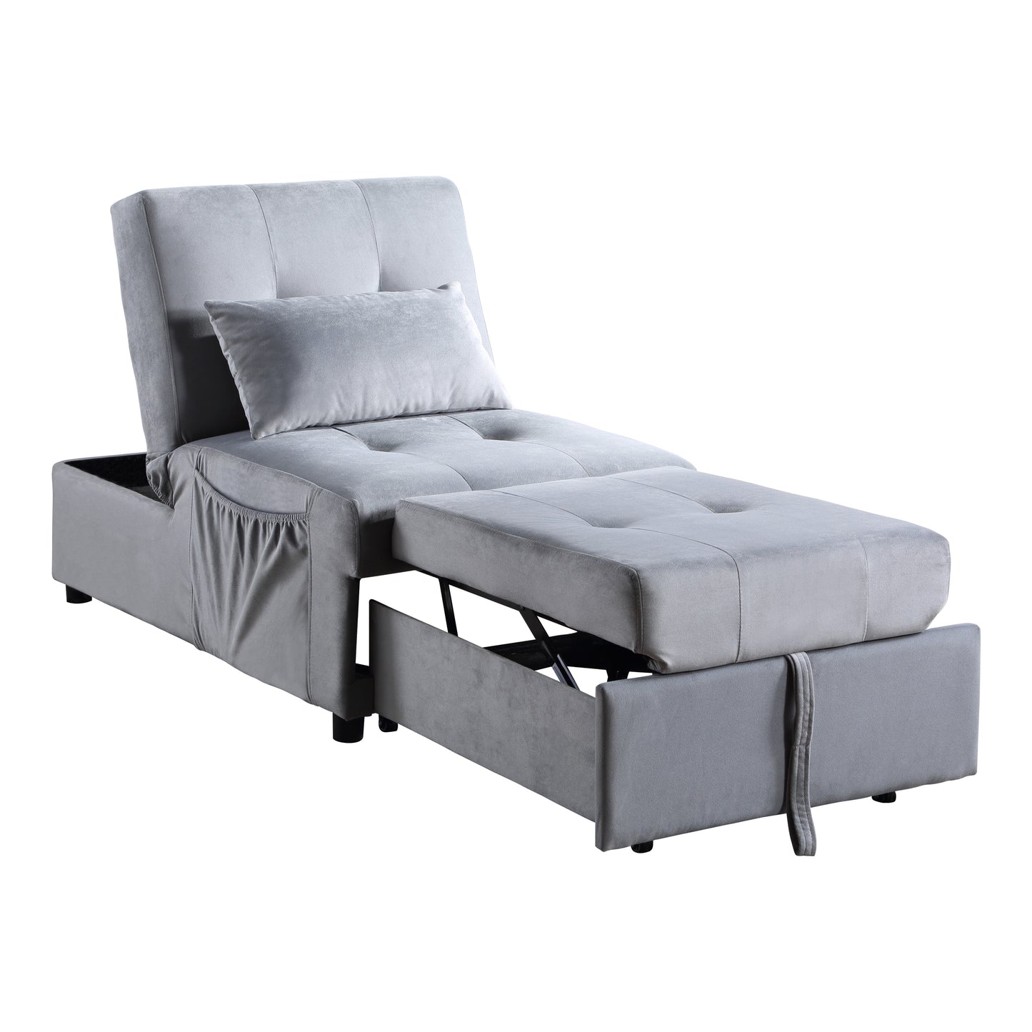 Garrell Lift Top Storage Ottoman with Pull-out Bed GREY