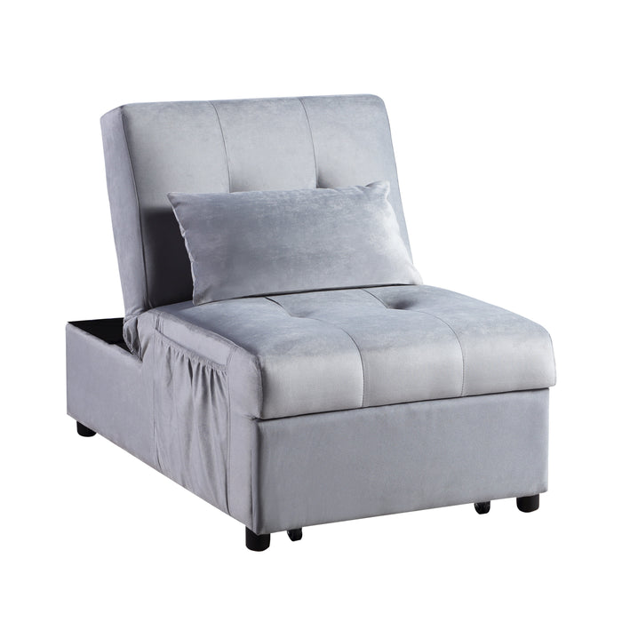 Garrell Lift Top Storage Ottoman with Pull-out Bed GREY