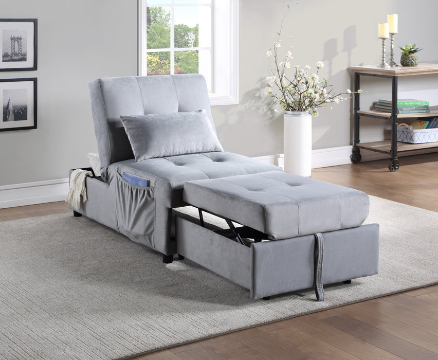 Garrell Lift Top Storage Ottoman with Pull-out Bed GREY