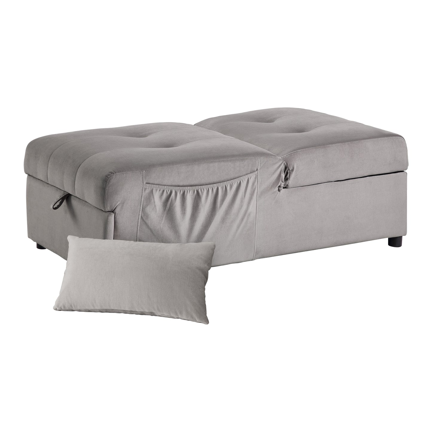 Garrell Lift Top Storage Ottoman with Pull-out Bed BROWNISH GREY