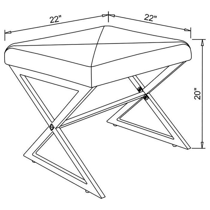 Rita X-cross Square Ottoman White and Chrome