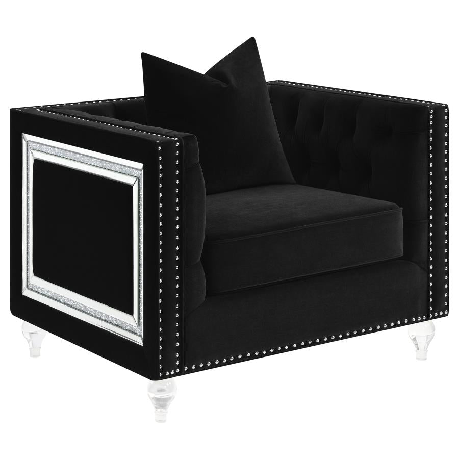 Delilah Upholstered Tufted Tuxedo Arm Chair Black