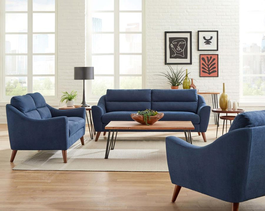 Gano Sloped Arm Upholstered Sofa Navy Blue