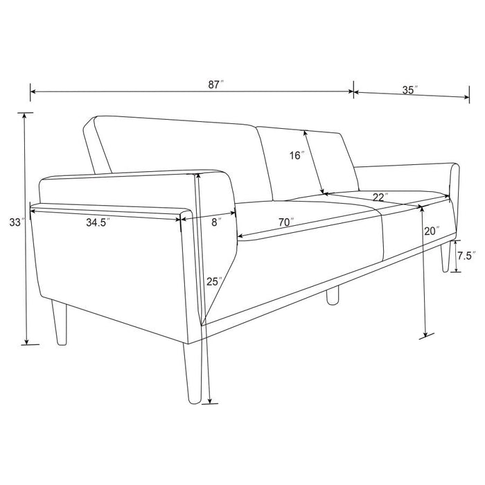 Rilynn Upholstered Track Arms Sofa Brown