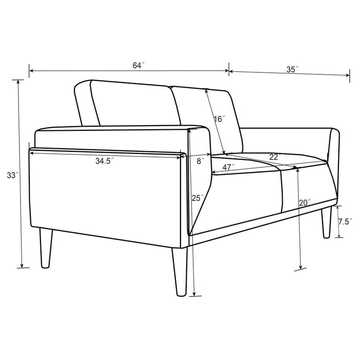 Rilynn Upholstered Track Arms Sofa Brown