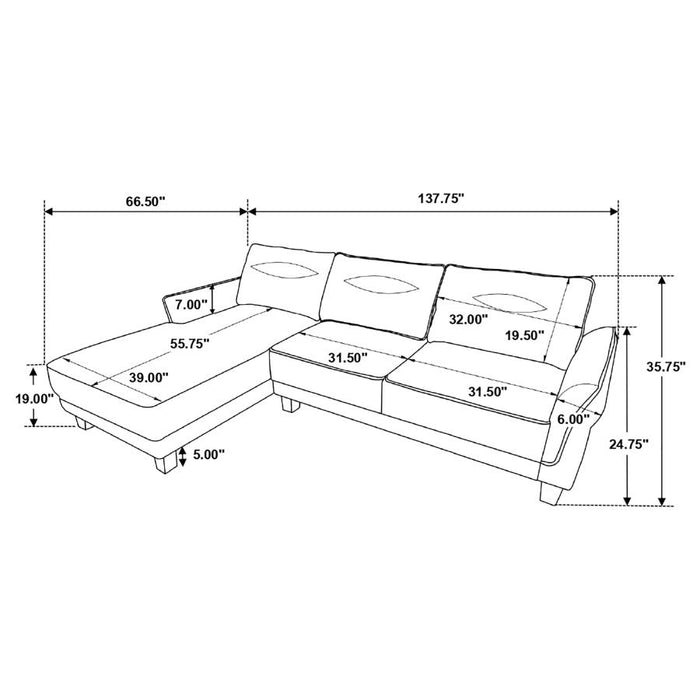 Caspian Upholstered Curved Arms Sectional Sofa White