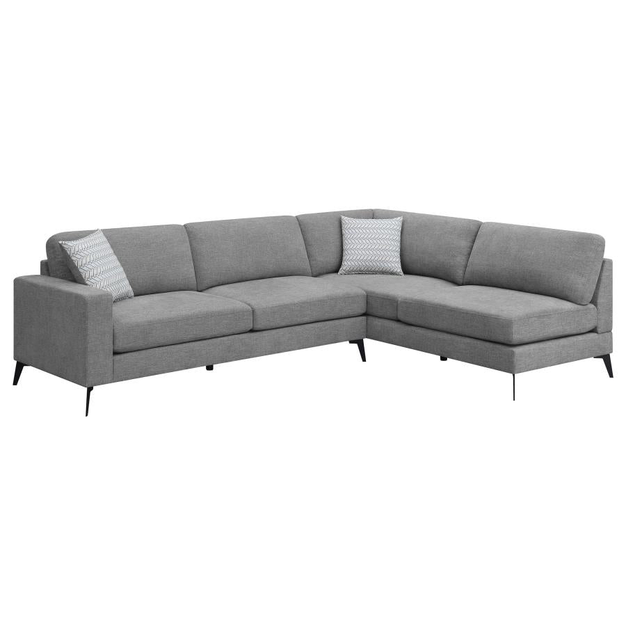Clint Upholstered Sectional with Loose Back Grey