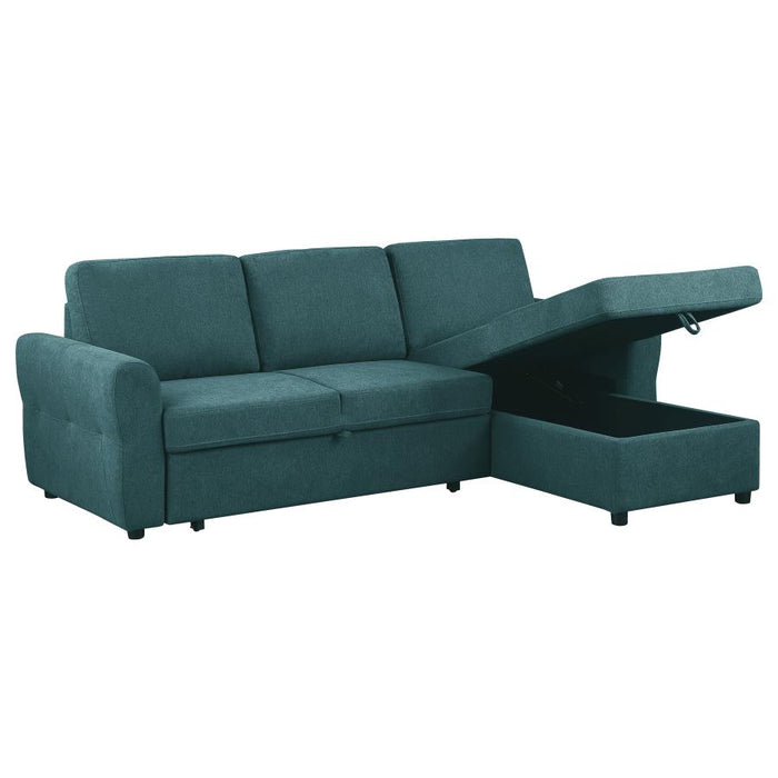 Samantha Sectional W/Sleeper & Storage TEAL