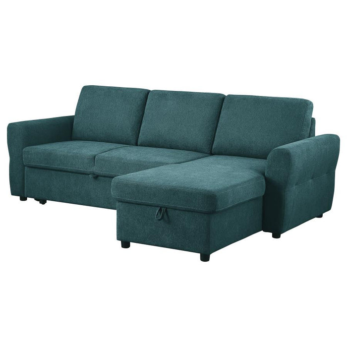 Samantha Sectional W/Sleeper & Storage TEAL