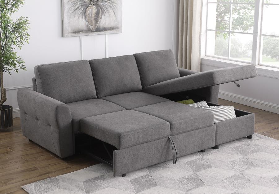 Samantha Sectional W/Sleeper & Storage GREY