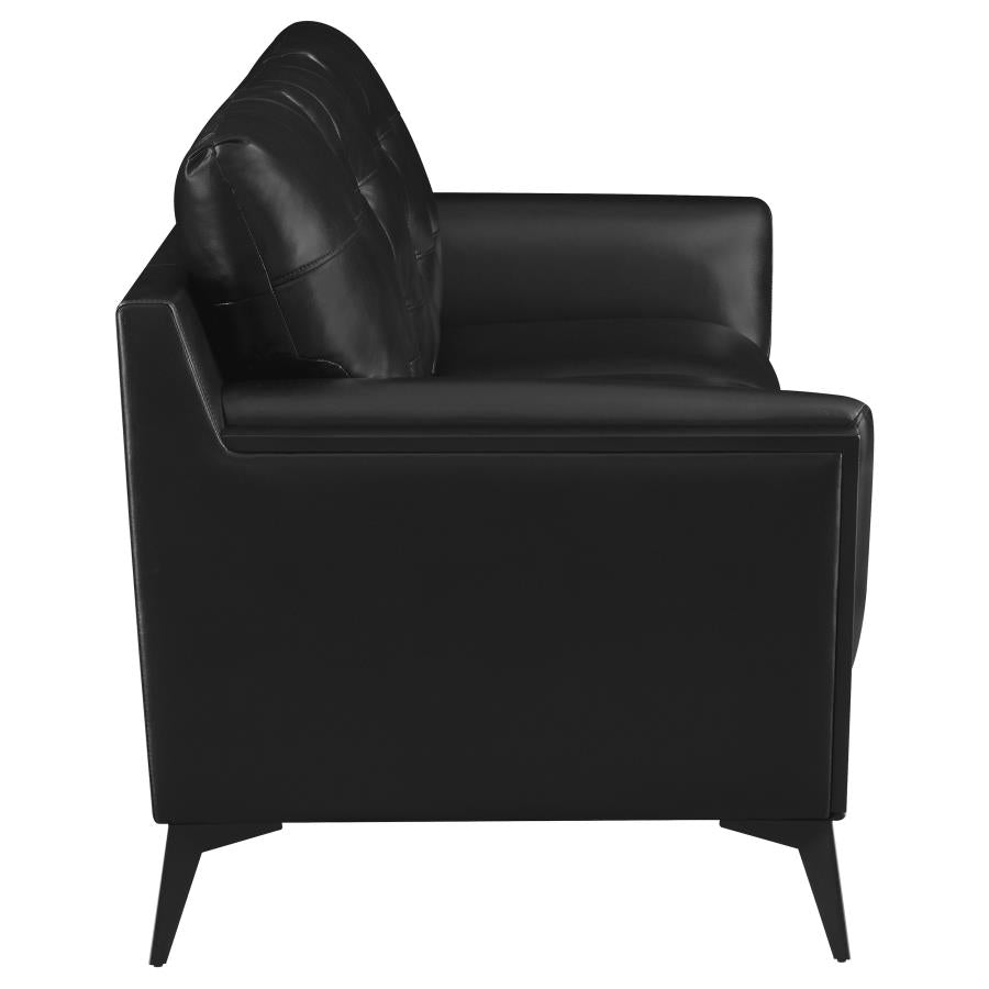 Moira Upholstered Tufted Sofa with Track Arms Black