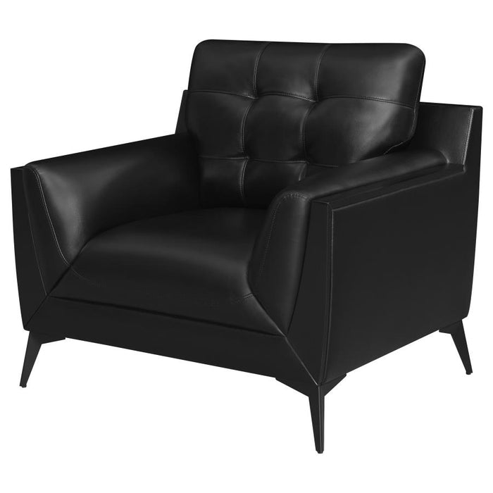 Moira Upholstered Tufted Chair with Track Arms Black