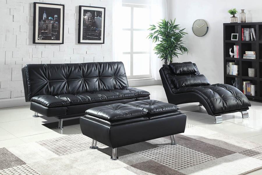 Dilleston Vinyl Chaise Black