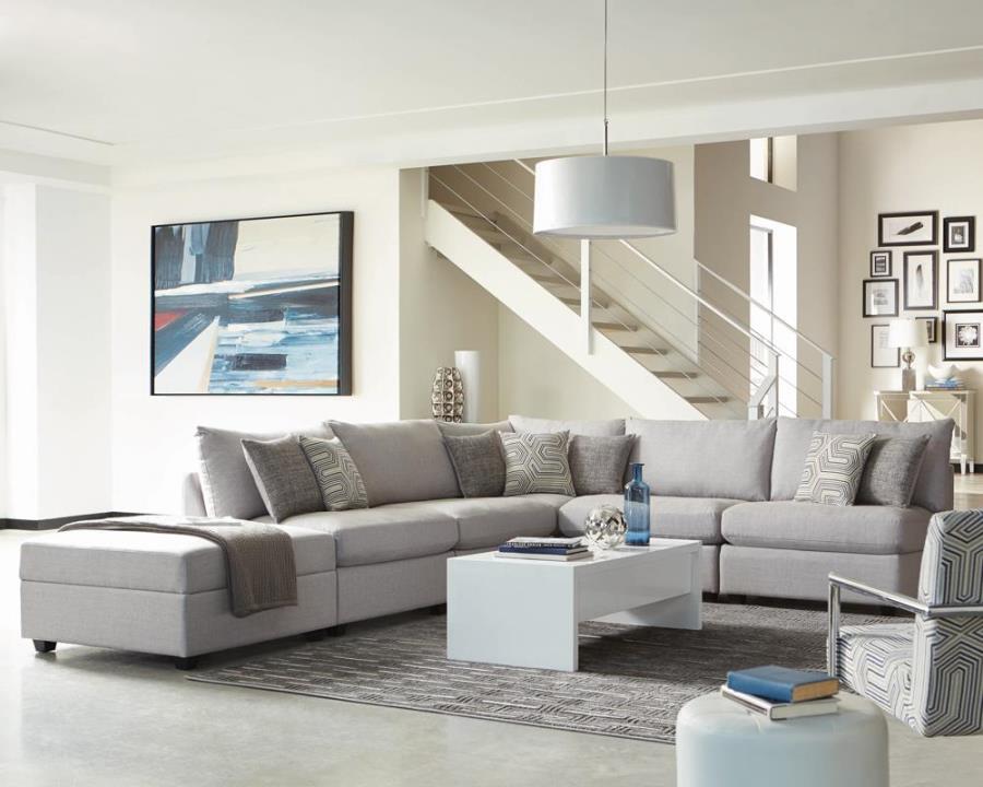 Cambria 6-piece Upholstered Modular Sectional Grey W/ 3 Corners