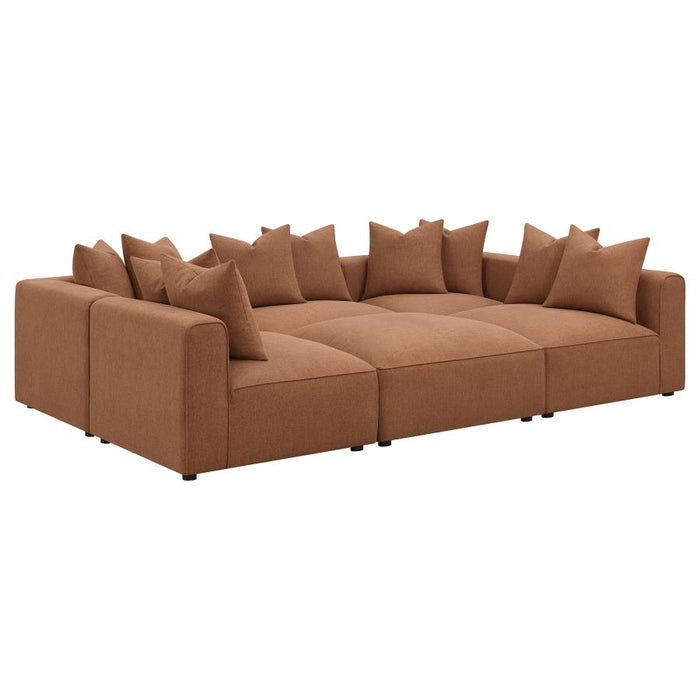 Jennifer 6-piece Upholstered Modular Sectional Terracotta