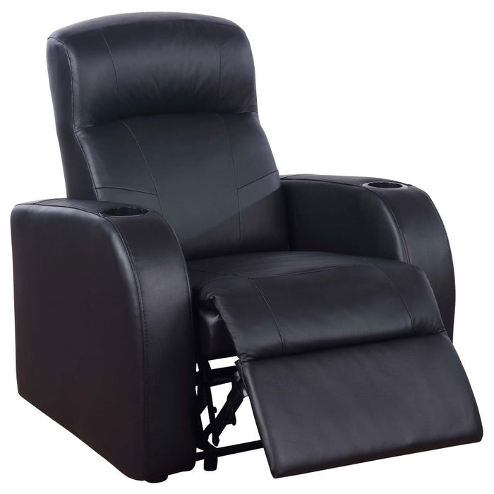 Cyrus Home Theater Top Grain Leather Recliner Black